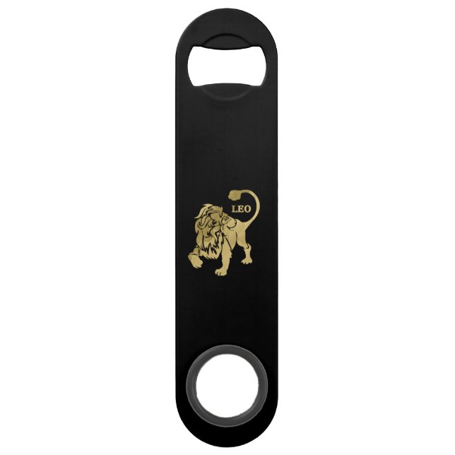 Abrebotellas De Bar Leo Lion Zodiac Black (Anverso)