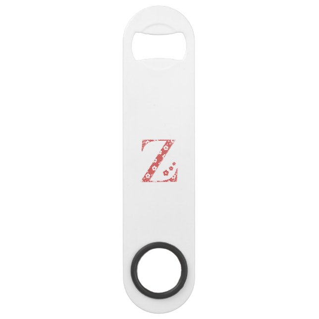 Abrebotellas De Bar Letra de patrón de flor Z (rojo) (Anverso)