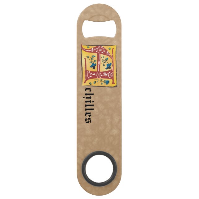 Abrebotellas De Bar Letra floral medieval iluminada por monograma a (Anverso)