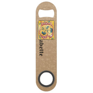 Abrebotellas De Bar Letra medieval floral iluminada Monograma B