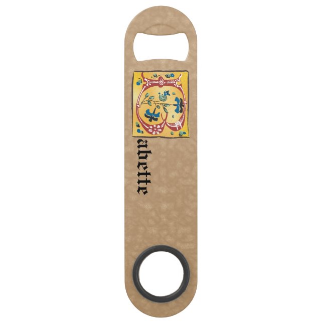 Abrebotellas De Bar Letra medieval floral iluminada Monograma B (Anverso)