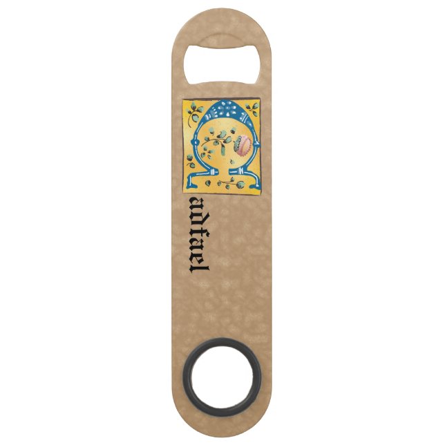 Abrebotellas De Bar Letra medieval floral iluminada Monograma C (Anverso)