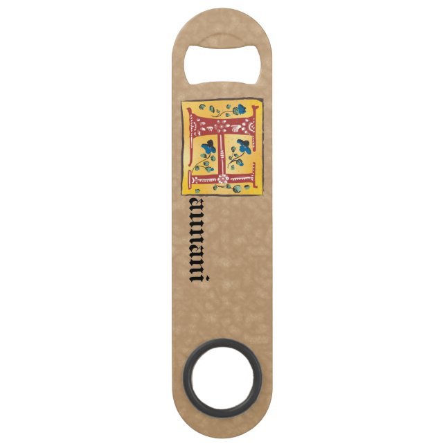 Abrebotellas De Bar Letra medieval floral iluminada Monograma H (Anverso)