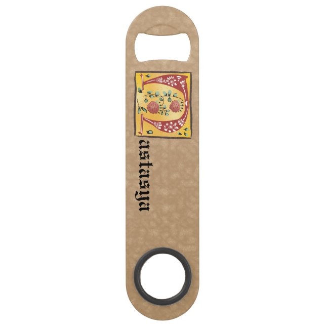 Abrebotellas De Bar Letra medieval floral iluminada N Monograma (Anverso)