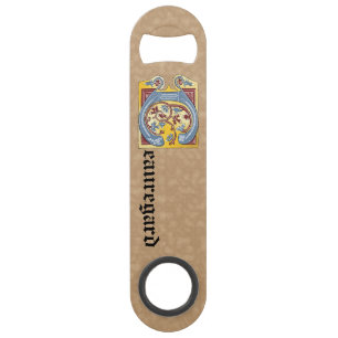 Abrebotellas De Bar Letra rectangular azul y roja marfil iluminada C