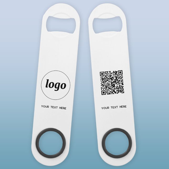 Abrebotellas De Bar Logotipo con texto QR Code Business (Logo QR code custom text business promotional bar key bottle opener)