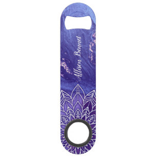 Abrebotellas De Bar Mandala color morado blanco personalizado