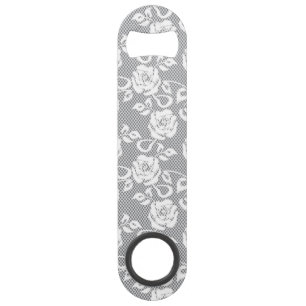 Abrebotellas De Bar Modelo blanco del cordón en fondo gris