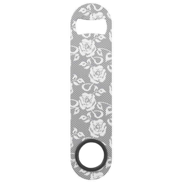 Abrebotellas De Bar Modelo blanco del cordón en fondo gris (Anverso)