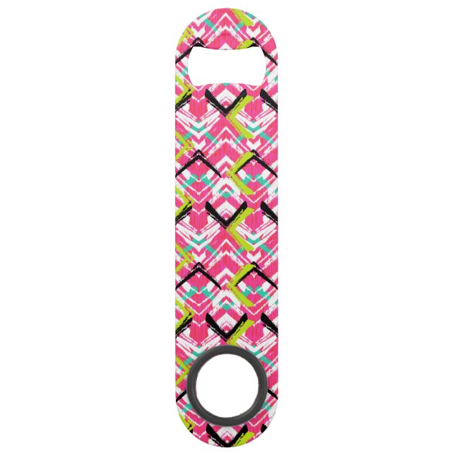 Abrebotellas De Bar Modelo de zigzag rosado dibujado mano (Anverso)