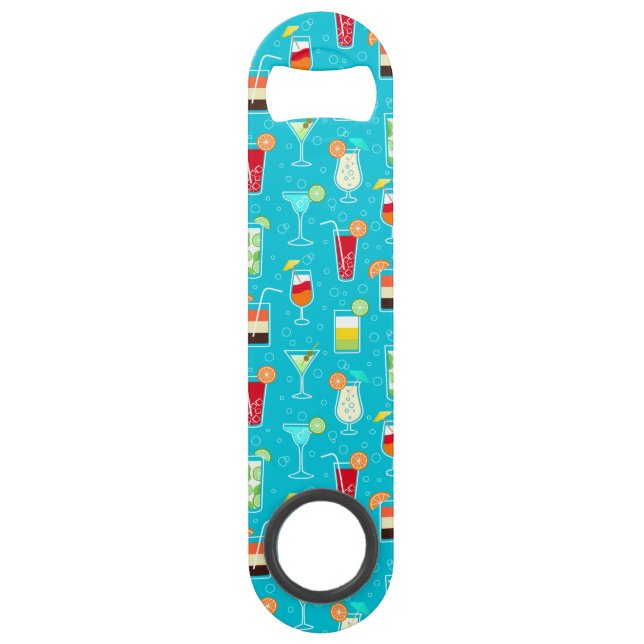 Abrebotellas De Bar Modelo del cóctel en fondo verde azulado (Anverso)