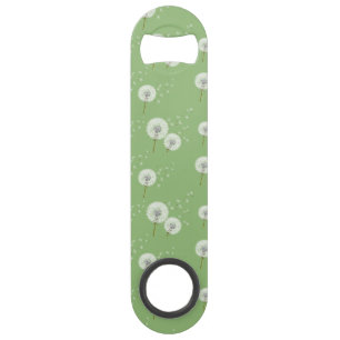 Abrebotellas De Bar Modelo del diente de león en fondo verde