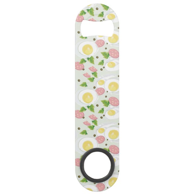 Abrebotellas De Bar Modelo del huevo y de la salchicha (Anverso)