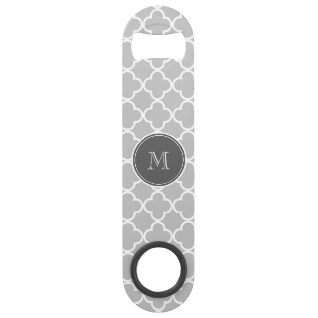 Abrebotellas De Bar Modelo gris de Quatrefoil, monograma del carbón de (Anverso)