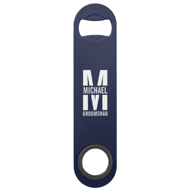 Abrebotellas De Bar Modern Personalized Groomsmen Monogram and Name (Anverso)
