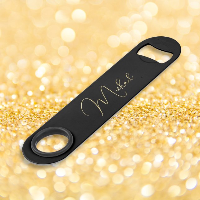 Abrebotellas De Bar Moderno y elegante estilo de moda Gold Monogramado (Modern Elegant Stylish Trendy Gold Monogrammed Bar Key)