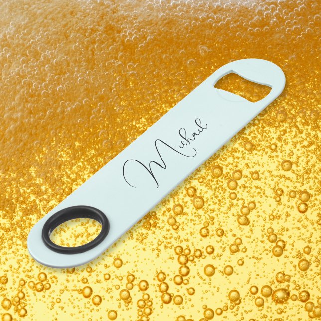 Abrebotellas De Bar Moderno Y Elegante Moderno Monograma Aqua Blue (Modern Elegant Stylish Trendy Monogram Aqua Blue Bar Key)