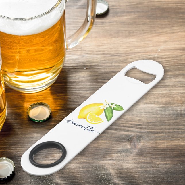 Abrebotellas De Bar Monograma blanco de cítricos limón (Subido por el creador)