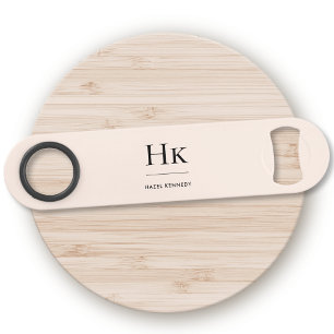 Abrebotellas De Bar Monograma clásico simple moderno Rubor rosa