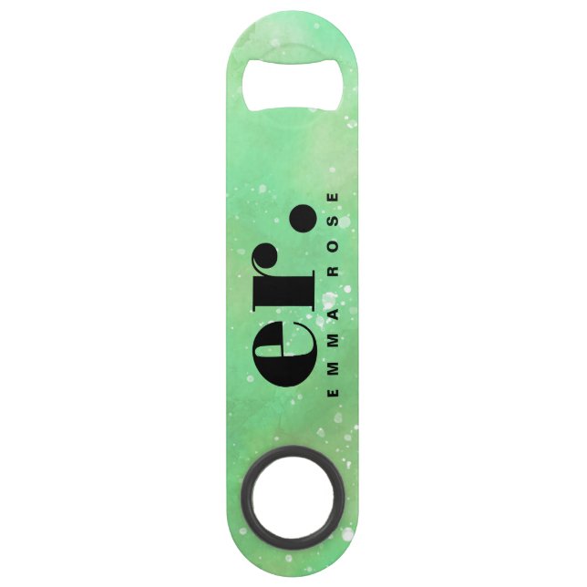 Abrebotellas De Bar Monograma fantasía acuarela Estilismo Moderno Míni (Anverso)