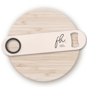 Abrebotellas De Bar Monograma guión moderno Girly Feminine Rubor Pink