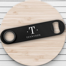 Abrebotellas De Bar Monograma Minimalista moderno de estilo blanco neg