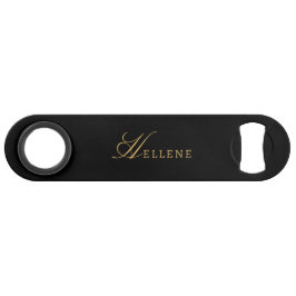 Abrebotellas De Bar Monograma moderno de escritura mínima y dorada en 