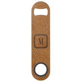 Abrebotellas De Bar Monograma occidental del país de cuero de cosecha 