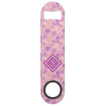 Monograma Personalizado floral Rosa morado románti