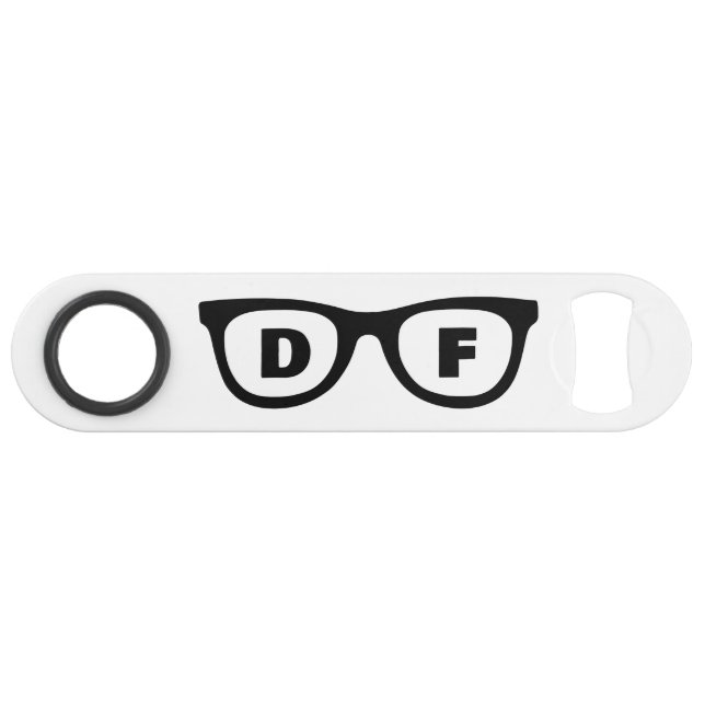 Abrebotellas De Bar Monogrammed spectacles custom speed bottle opener (Reverso Horizontal)