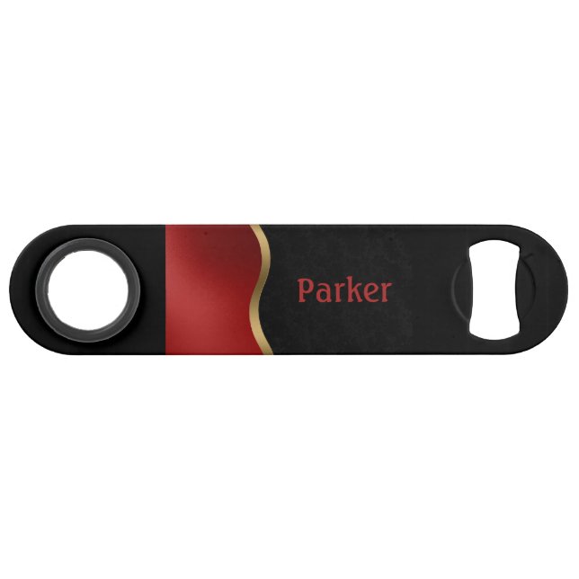 Abrebotellas De Bar Negra negrita y negro rojo y oro (Anverso (Horizontal))