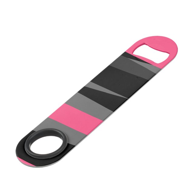 Abrebotellas De Bar Negro rosa y gris (Ángulo frontal)