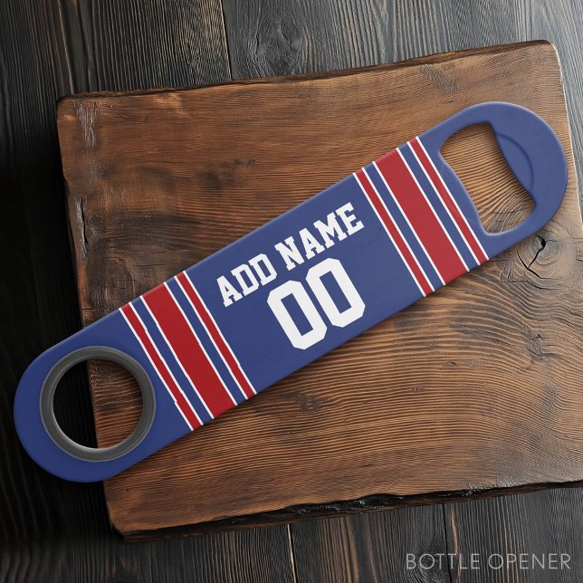 Abrebotellas De Bar Nombre y número personalizados de Team Jersey Stri (Custom Bar Key)