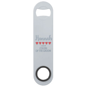 Abrebotellas De Bar Novia y Cortejo 5 Corazones Prima del Novio