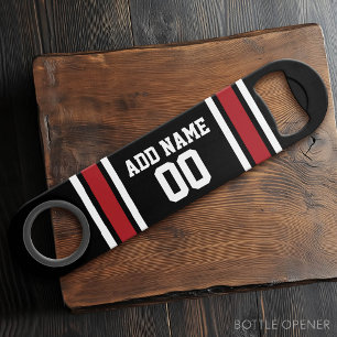 Abrebotellas De Bar Número de nombre personalizado de Black and Red Sp