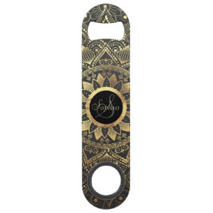 Abrebotellas De Bar Obra elegante de Mandala dorada