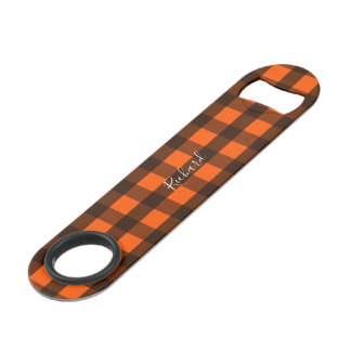 Abrebotellas De Bar Orange and Black Checker