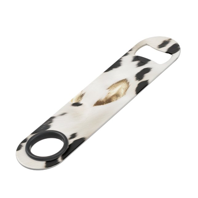 Abrebotellas De Bar Oro Blanco Negro Cuero Vaquero Suroeste Despedida  (Ángulo frontal)