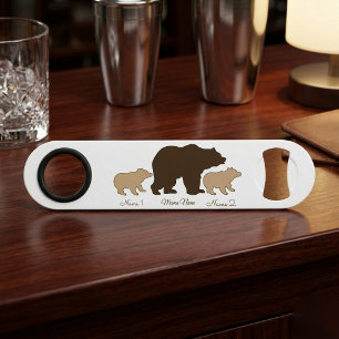 Abrebotellas De Bar Oso Mama Personalizado Con 2 Nombres De Niños Rega