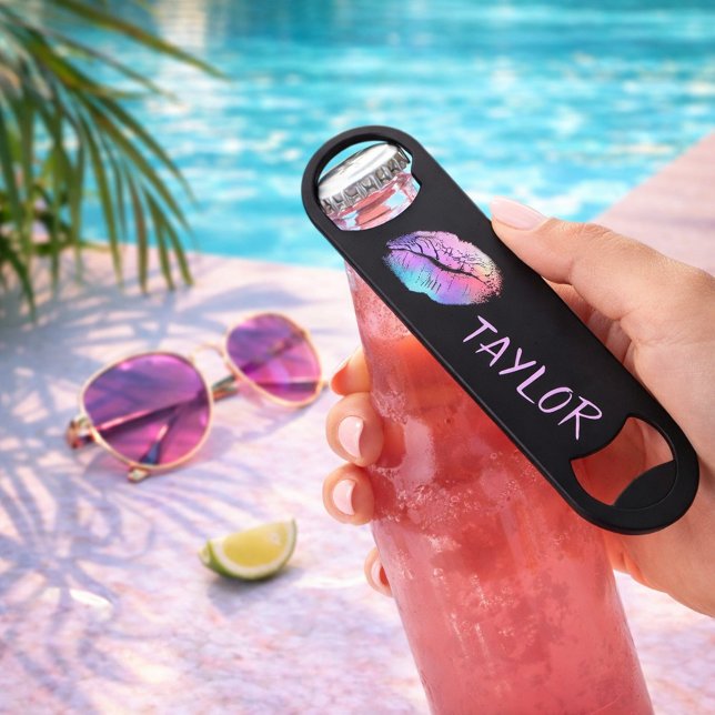 Abrebotellas De Bar Palo de labios imprimen neón moderno y negro (Subido por el creador)