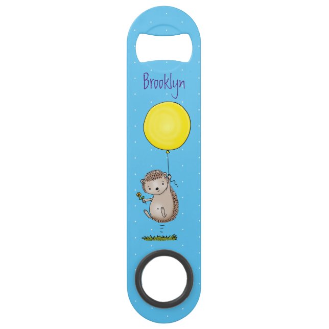 Abrebotellas De Bar Patrón de hedgehog y personalizado de globos (Anverso)