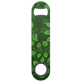 Abrebotellas De Bar Patrón de hojas verdes de color de agua
