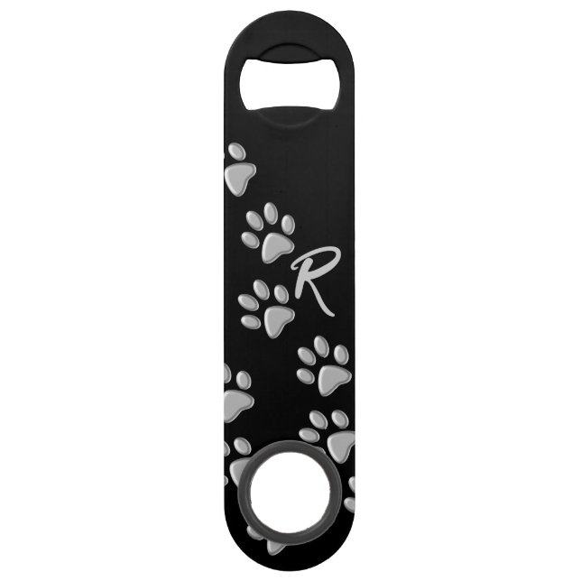 Abrebotellas De Bar Patrón de impresión de fondo negro de las hojas de (Anverso)