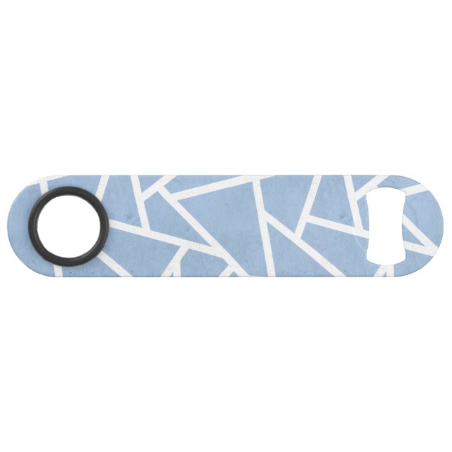 Abrebotellas De Bar Patrón de mosaico azul pálido y blanco (Anverso (Horizontal))