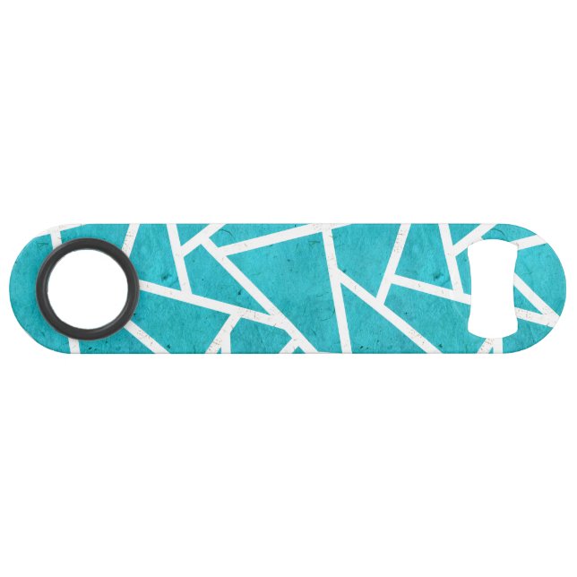 Abrebotellas De Bar Patrón de mosaico azul-verde y blanco (Anverso (Horizontal))