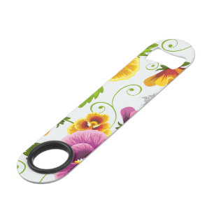 Abrebotellas De Bar Patrón floral amarillo y rosa