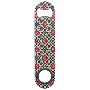 Abrebotellas De Bar Patrón folclórico geométrico keffiyeh blanco rojo