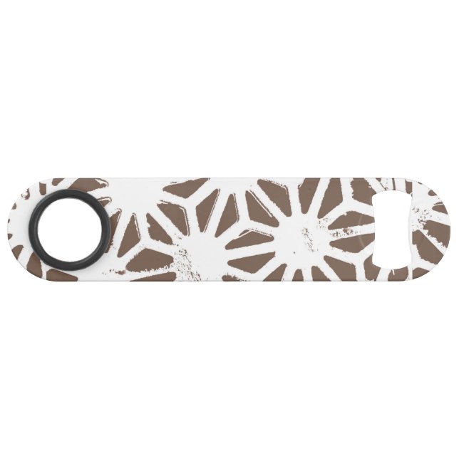 Abrebotellas De Bar Patrón geométrico marrón y blanco (Anverso (Horizontal))