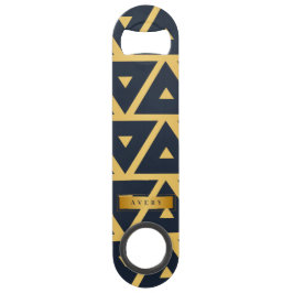 Abrebotellas De Bar Patrón geométrico personalizado de oro azul