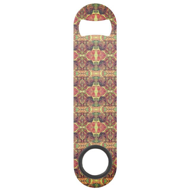 Abrebotellas De Bar Patrón rojo y amarillo (Anverso)